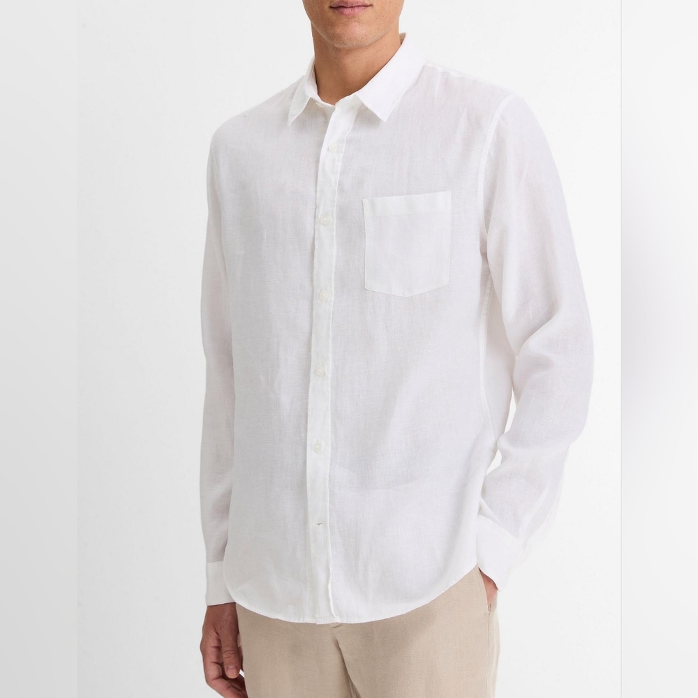Vince 100% Linen Long-Sleeve Shirt in Men's XL